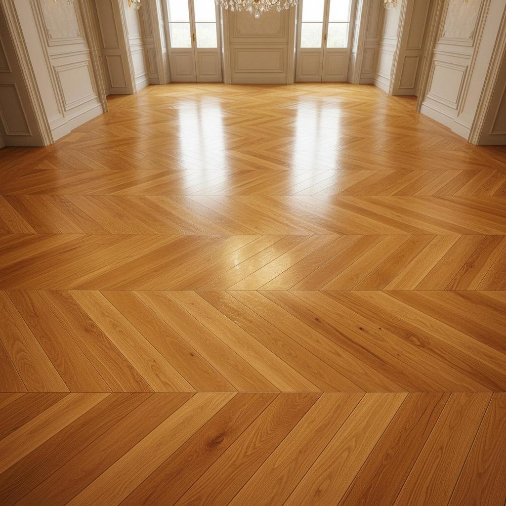 Elegant herringbone hardwood floor